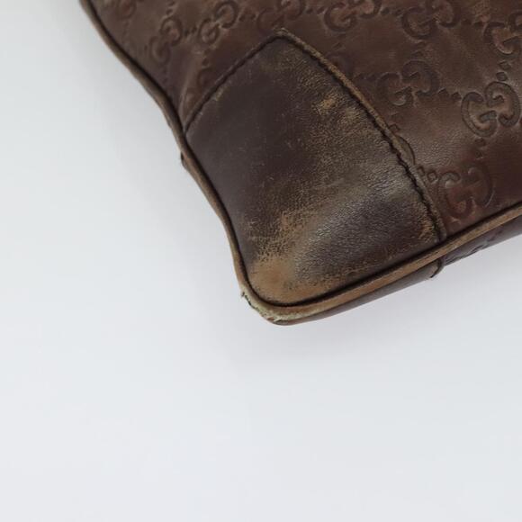 GUCCI GG Canvas Guccissima Shoulder Bag Leather Brown Silver - Picture 10 of 16